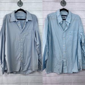 Bundle American Eagle and Nautica Plaid XXL 100% Cotton Button Down Long Sleeve